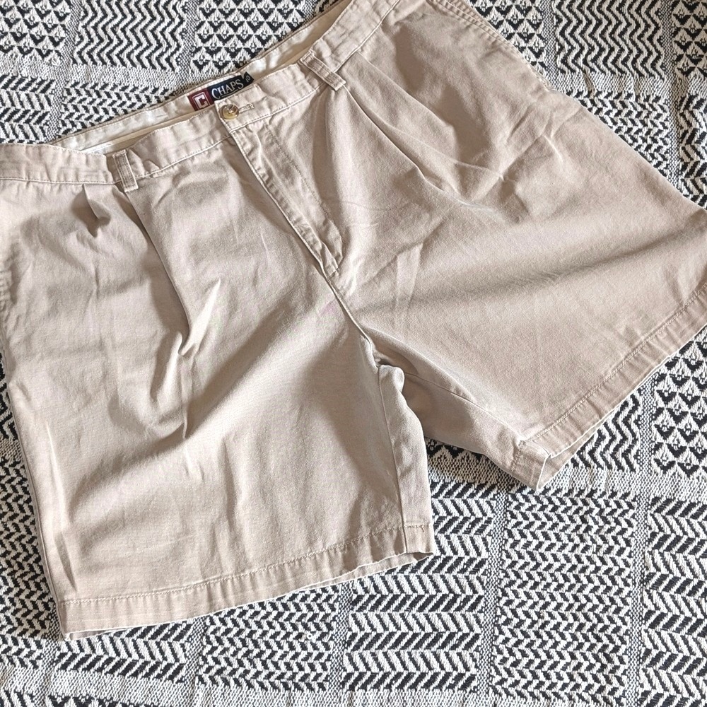 Chaps Tan Flat Front Cotton Chino Shorts Khaki Men's Size 40